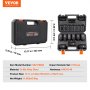 VEVOR 1/2" Drive Impact Socket Set, 9 Piece Deep Socket Set Metric 29-38mm, 6 Point Cr-Mo Alloy Steel for Auto Repair, Easy-to-Read Size Markings, Rugged Construction, Includes Storage Case