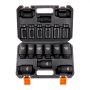 VEVOR 1/2" Drive Impact Socket Set, 9 Piece Deep Socket Set Metric 29-38mm, 6 Point Cr-Mo Alloy Steel for Auto Repair, Easy-to-Read Size Markings, Rugged Construction, Includes Storage Case