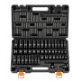 VEVOR Impact Socket Set, 3/8" Drive, 48-Piece Socket Set, 6-Point Sockets, SAE 5/16"-3/4" and Metric 8-19 mm, 21-22 mm, Easy to Identify, Cr-V Alloy Steel, Extension Bar, Adapter and Storage Case