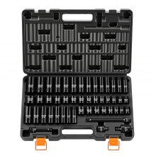 VEVOR Impact Socket Set, 3/8" Drive, 48-Piece Socket Set, 6-Point Sockets, SAE 5/16"-3/4" and Metric 8-19 mm, 21-22 mm, Easy to Identify, Cr-V Alloy Steel, Extension Bar, Adapter and Storage Case