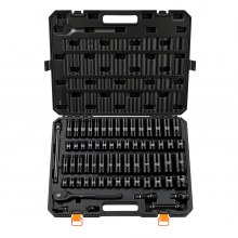 VEVOR Impact Socket Set, 1/2" Drive, 65-Piece Socket Set, 6 Point Sockets, SAE 3/8" to 1-1/4" and Metric 10-24 mm, Easy to Identify, with a Sturdy Storage Case, Cr-V Alloy Steel for Vehicles Repair