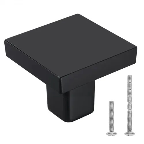 VEVOR Cabinet Knobs, 10 Pack, 1.18 Inch Black Zinc Alloy Drawer Pulls & Door Handles, Square Kitchen Solid Knobs Dresser Handles, Cupboard Hardware with Screws for Bathroom Closet Cabinets Drawers