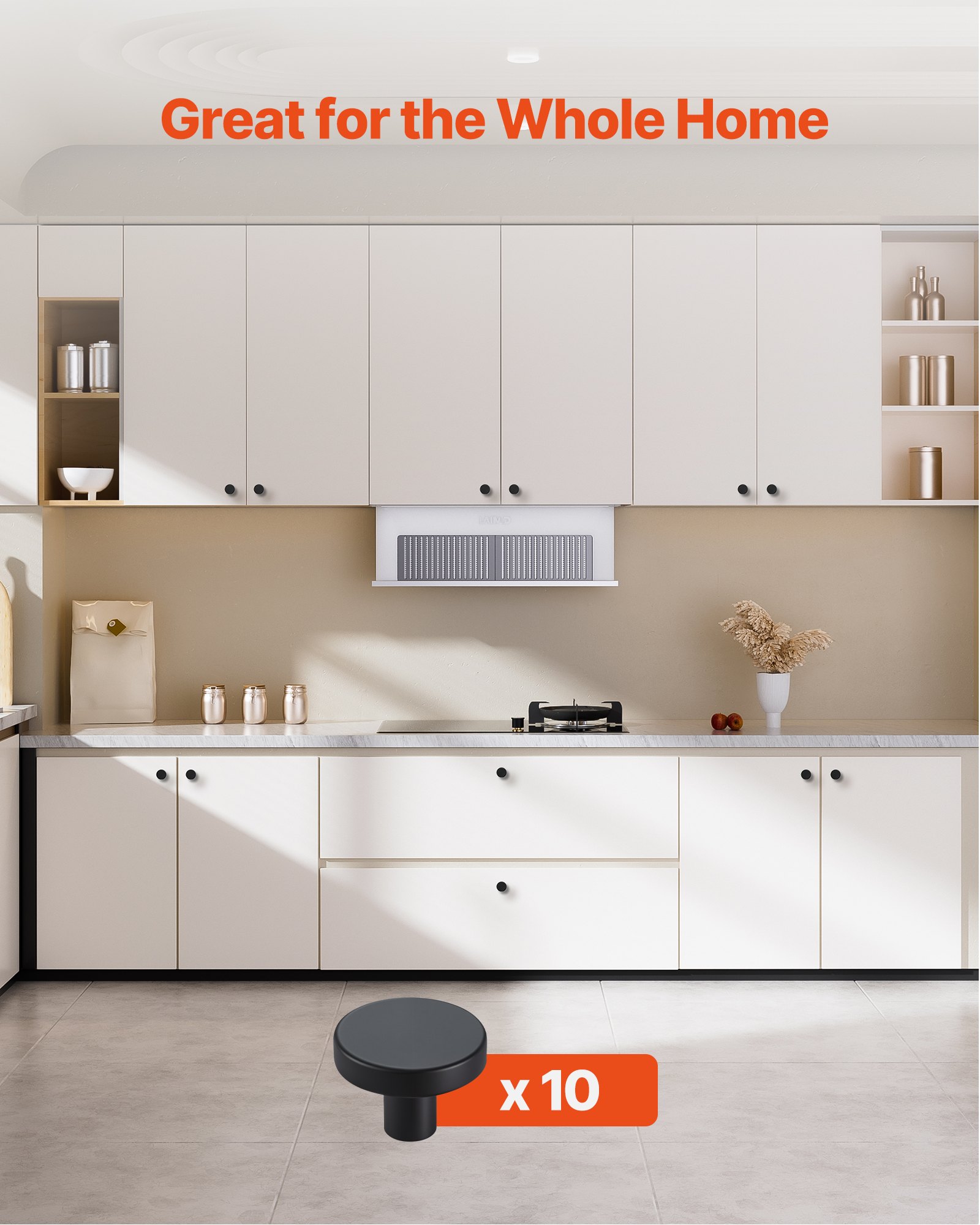 VEVOR Cabinet Knobs, 10 Pack, 32 mm Black Zinc Alloy Drawer Pulls & Door Handles, Mushroom Kitchen Solid Knobs Dresser Handles, Cupboard Hardware with Screws for Bathroom Closet Cabinets and Drawers