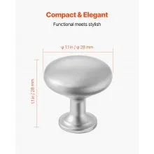 VEVOR Cabinet Knobs Drawer Kitchen Pulls 25 Pack 28 mm Mushroom Knob Zinc Alloy