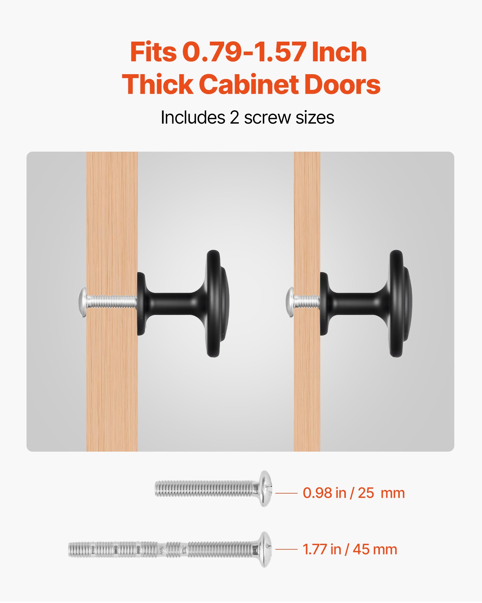 VEVOR Cabinet Knobs, 30 Pack, 31 mm Black Zinc Alloy Drawer Pulls & Door Handles, Mushroom Kitchen Solid Knobs Dresser Handles, Cupboard Hardware with Screws for Bathroom Closet Cabinets and Drawers