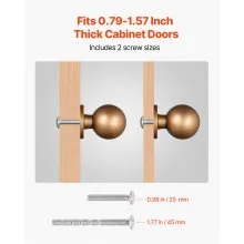 VEVOR Cabinet Knobs Drawer Kitchen Pulls 12 Pack 25 mm Round Handle Zinc Alloy