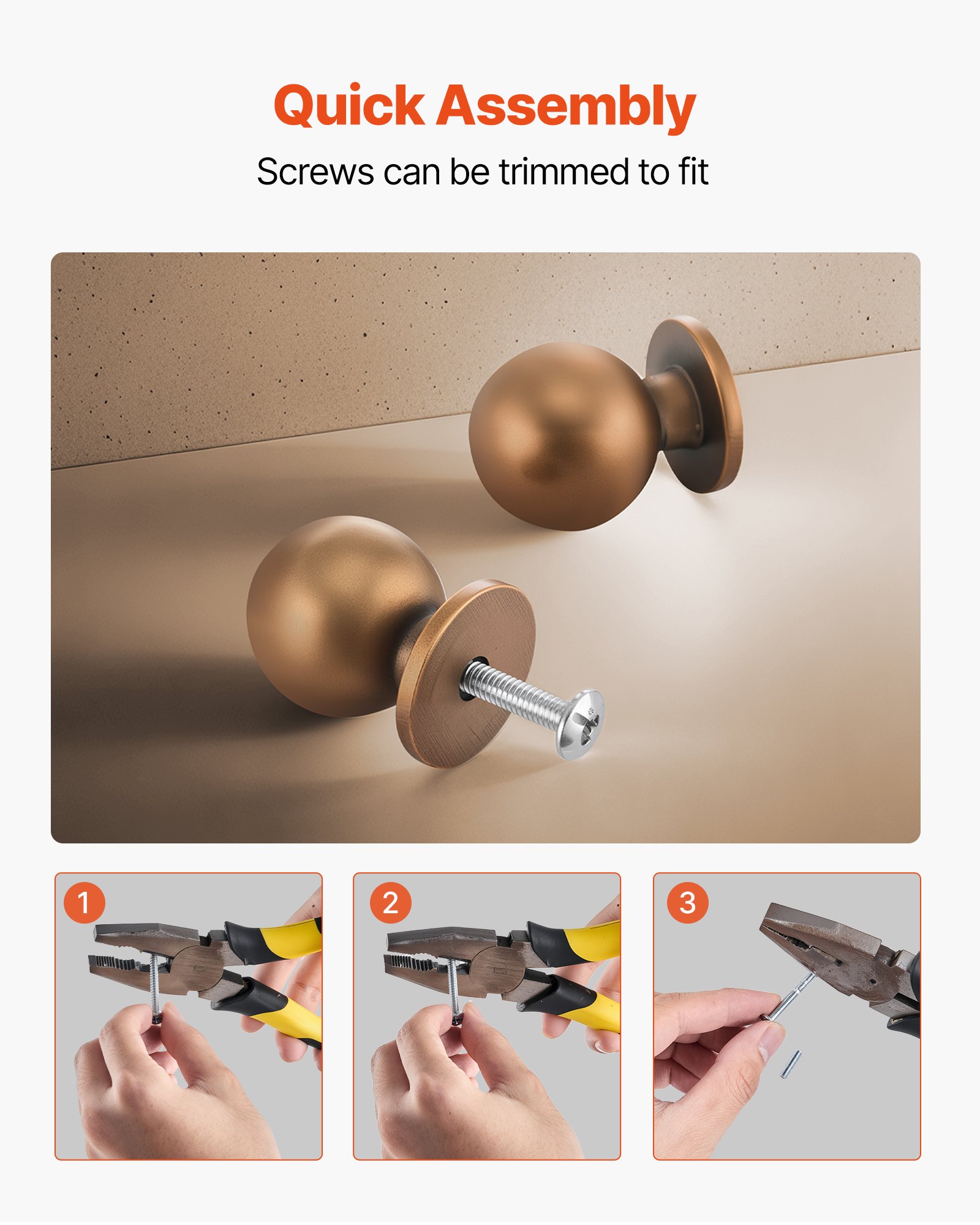 VEVOR Cabinet Knobs, 12 Pack, 0.98 Inch Zinc Alloy Drawer Pulls Door Handles, Round Kitchen Dresser Solid Knobs Cupboard Hardware with Screws for Bathroom Closet Cabinets Drawers, Antique Brass Color