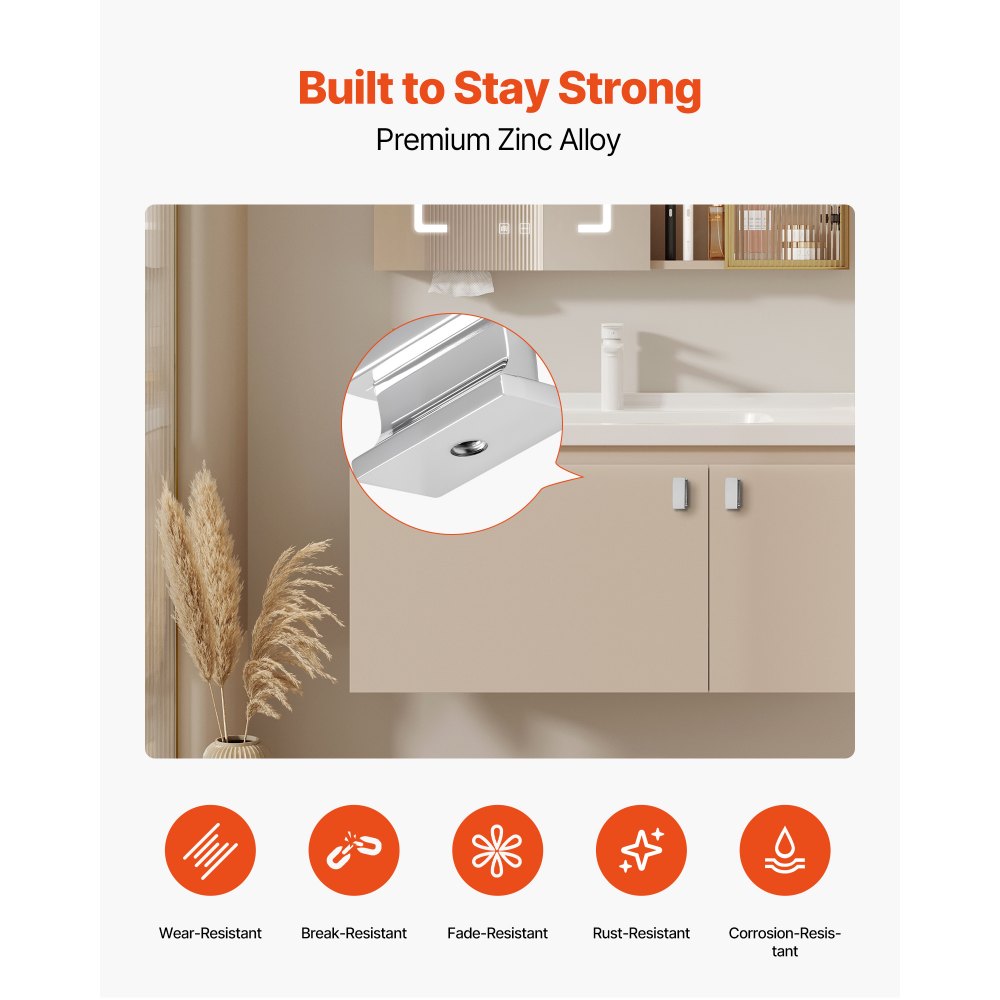 VEVOR Cabinet Knobs, 10 Pack, 36 mm Zinc Alloy Drawer Pulls Door Handles, Rectangular Kitchen Dresser Solid Knobs, Cupboard Hardware with Screws for Bathroom Closet Cabinets Drawers, Chrome Color