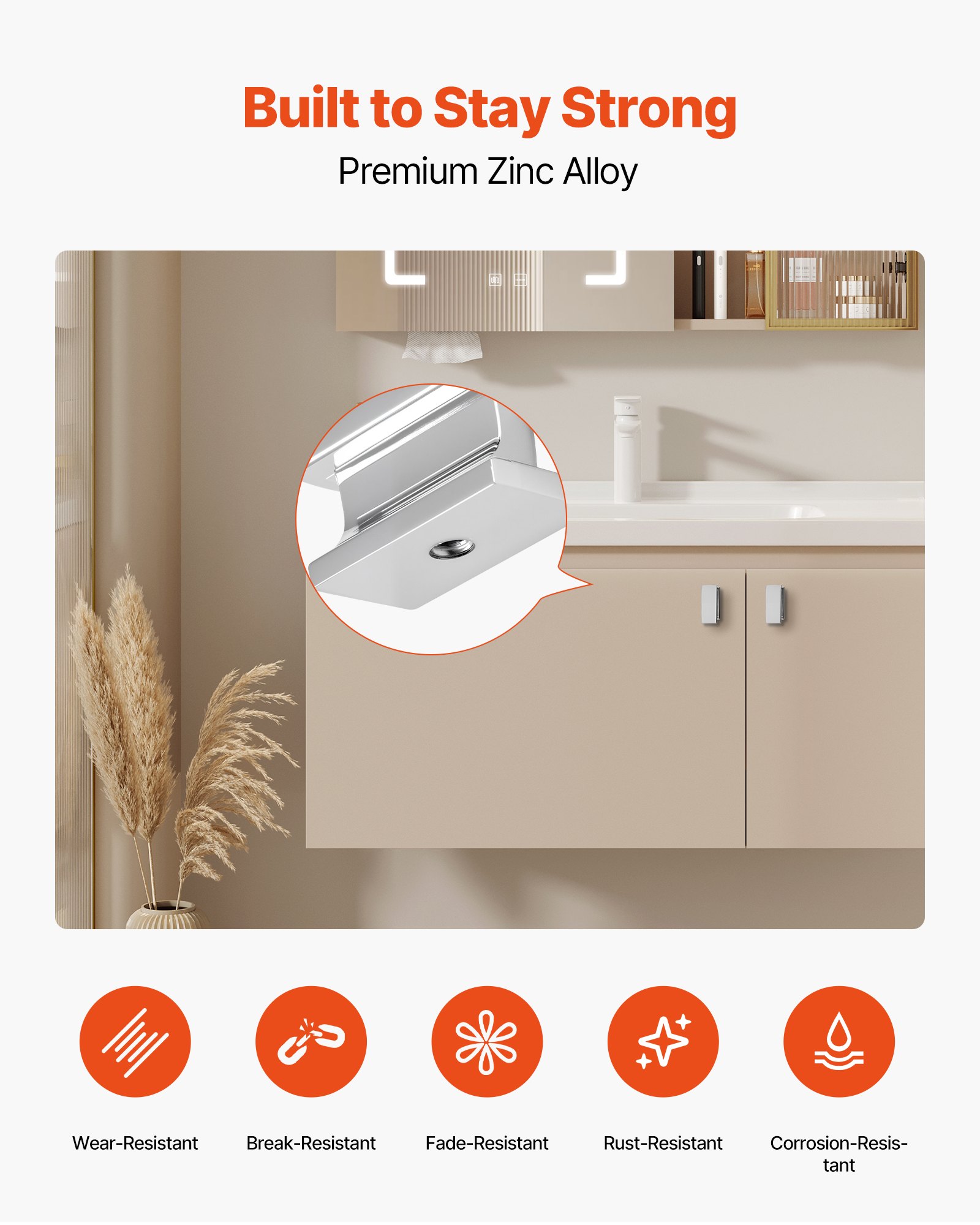 VEVOR Cabinet Knobs, 10 Pack, 36 mm Zinc Alloy Drawer Pulls Door Handles, Rectangular Kitchen Dresser Solid Knobs, Cupboard Hardware with Screws for Bathroom Closet Cabinets Drawers, Chrome Color