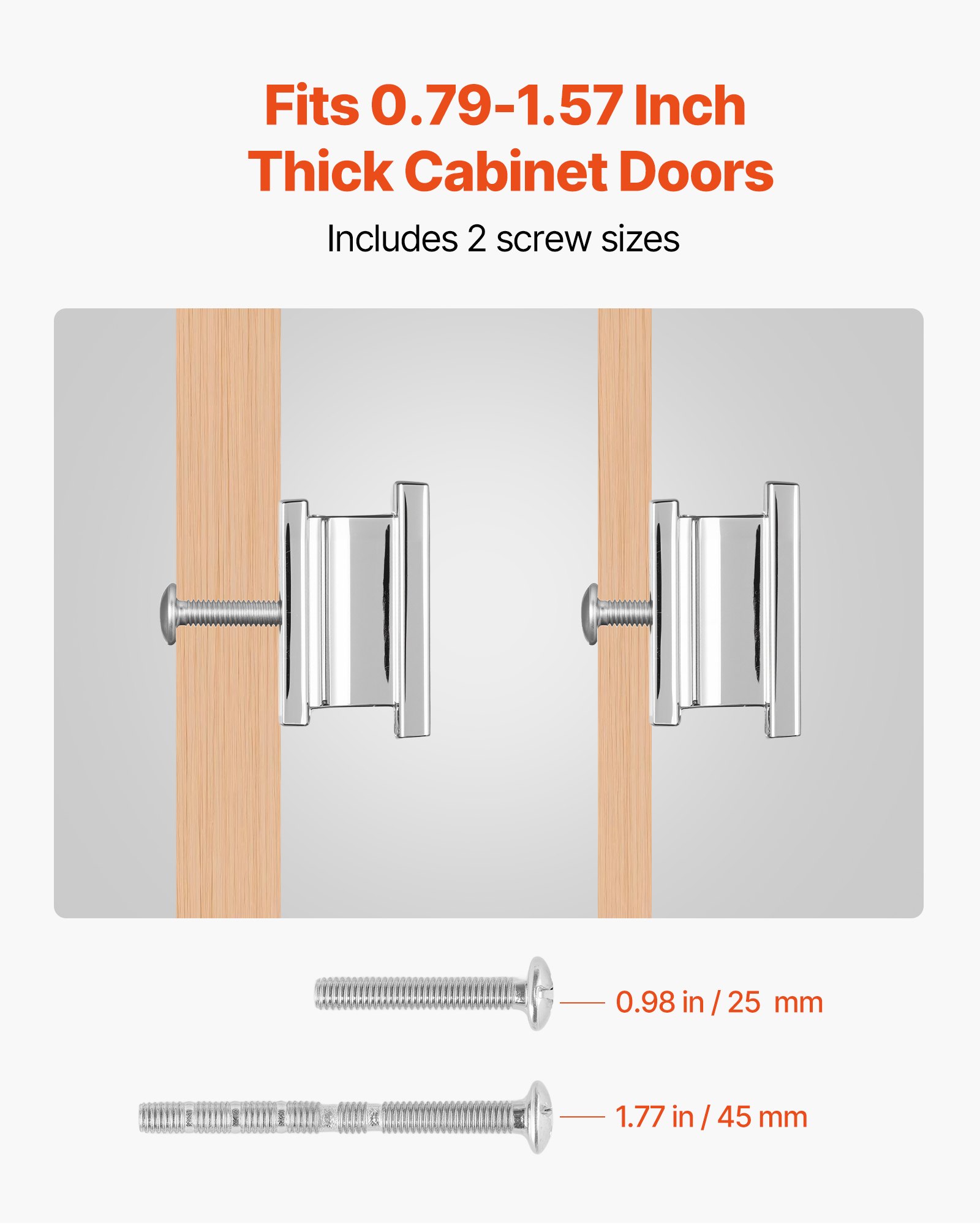 VEVOR Cabinet Knobs, 10 Pack, 36 mm Zinc Alloy Drawer Pulls Door Handles, Rectangular Kitchen Dresser Solid Knobs, Cupboard Hardware with Screws for Bathroom Closet Cabinets Drawers, Chrome Color