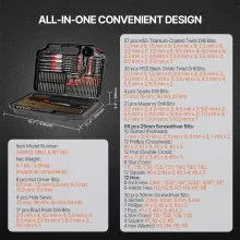 VEVOR Drill Bit Set 246PCS Screwdriver Bit Set with Carrying Case Multi-purpose