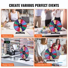 VEVOR 18 inch Spinning Prize Wheel, 14 Slots Tabletop Spinner, Heavy Duty Roulette Wheel with a Dry Erase and 2 Markers, Win Fortune Spin Games in Party Pub Trade Show Carnival