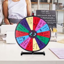 VEVOR 24 inch Spinning Prize Wheel, 14 sloturi Spinner de masă, Heavy Duty Roulette Wheel cu o ștergere uscată și 2 Markere, Câștigă Fortune Spin Games în Party Pub Trade Show Carnaval