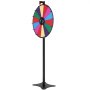 VEVOR spinning prize wheel with colorful sections on a black stand.