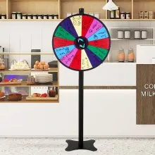 VEVOR 24 inch Spinning Prize Wheel, 14 Slots Spinning Wheel, Roulette Wheel with a Dry Erase and 2 Markers, Tabletop or Floor Standing Win Fortune Spin Games in Party Pub Trade Show Carnival
