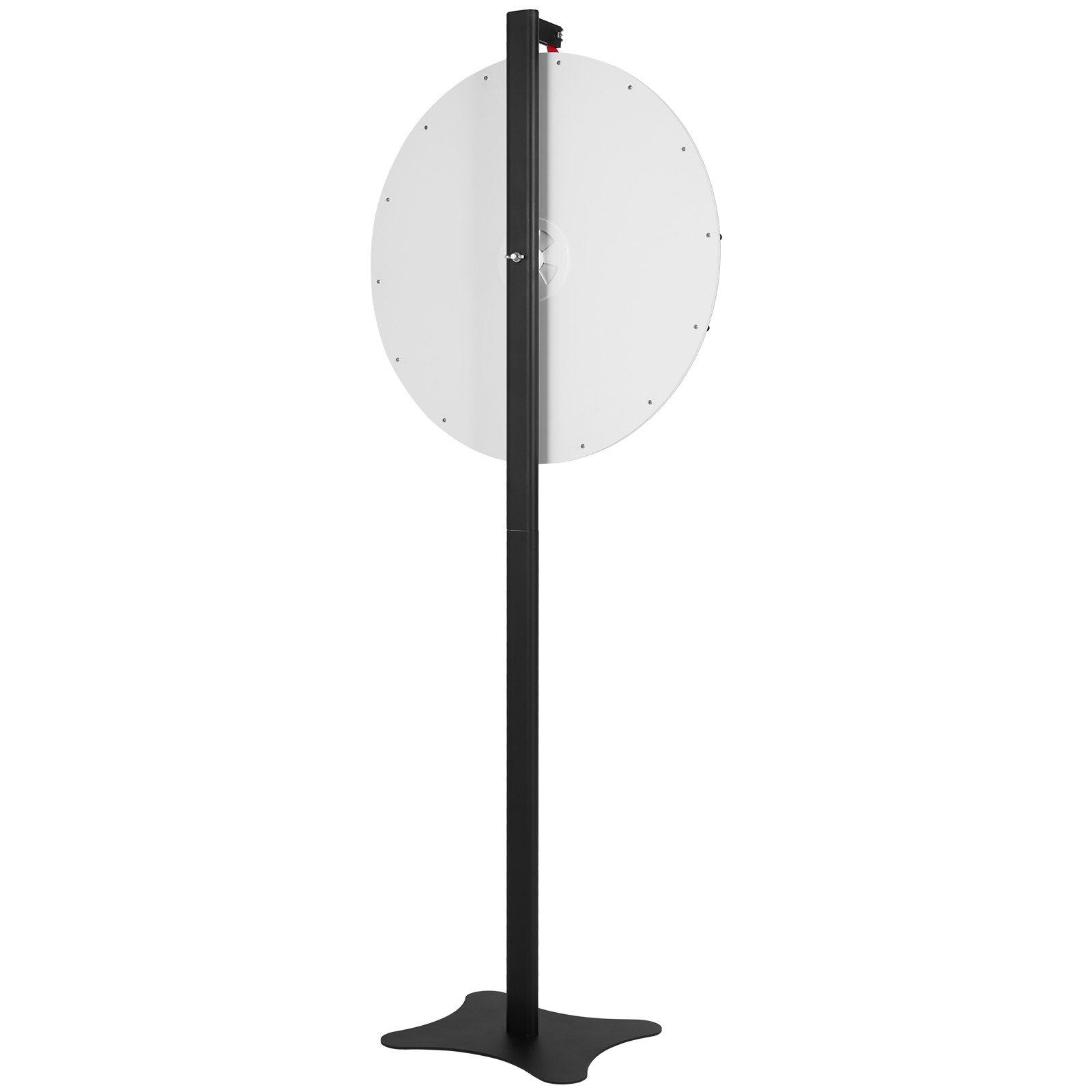 VEVOR spinning prize wheel on a tall black stand with a sturdy base. simple and minimalistic design.