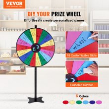 VEVOR 36 inch Spinning Prize Wheel, 18 slots Spinning Wheel, Ruletă cu ștergere uscată și 2 markere, pe masă sau pe podea Câștigă jocuri Fortune Spin în Party Pub Trade Show Carnaval