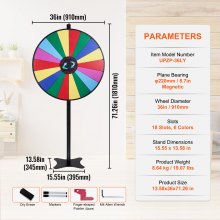 VEVOR 36 ιντσών Spinning Prize Wheel, 18 Slots Spinning Wheel, Roulette Wheel with Dry Ease and 2 Markers, Standing on table ή στο πάτωμα Win Fortune Spin Games στο Party Pub Trade Show Carnival