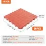 VEVOR Garage Tiles Interlocking, 305 x 305 x 13.4 mm 50 Pack Garage Floor Covering Tiles, Non-Slip Double-Sided Texture Garage Flooring Tiles, for Garages, Basements, Repair Shops, Red