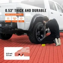 VEVOR Garage Tiles Interlocking, 12 x 12 x 0.53 inch 50 Pack Garage Floor Covering Tiles, Non-Slip Double-Sided Texture Garage Flooring Tiles, for Garages, Basements, Repair Shops, Red