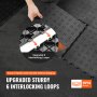 VEVOR Garage Tiles Interlocking, 12 x 12 x 0.53 inch 50 Pack Garage Floor Covering Tiles, Non-Slip Double-Sided Texture Garage Flooring Tiles, for Garages, Basements, Repair Shops, Black