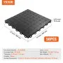 VEVOR Garage Tiles Interlocking, 12 x 12 x 0.53 inch 50 Pack Garage Floor Covering Tiles, Non-Slip Double-Sided Texture Garage Flooring Tiles, for Garages, Basements, Repair Shops, Black