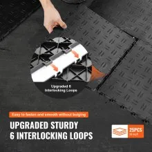 VEVOR Garage Tiles Interlocking, 12 x 12 x 0.53 inch 50 Pack Garage Floor Covering Tiles, Non-Slip Double-Sided Texture Garage Flooring Tiles, for Garages, Basements, Repair Shops, Black
