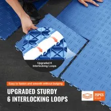 VEVOR Garage Tiles Interlocking, 12 x 12 x 0.53 inch 25 Pack Garage Floor Covering Tiles, Non-Slip Double-Sided Texture Garage Flooring Tiles, for Garages, Basements, Repair Shops, Blue