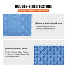 VEVOR Garage Tiles Interlocking, 12 x 12 x 0.53 inch 50 Pack Garage Floor Covering Tiles, Non-Slip Double-Sided Texture Garage Flooring Tiles, for Garages, Basements, Repair Shops, Blue