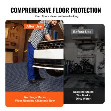 VEVOR Garage Tiles Interlocking, 12 x 12 x 0.53 inch 25 Pack Garage Floor Covering Tiles, Non-Slip Double-Sided Texture Garage Flooring Tiles, for Garages, Basements, Repair Shops, Graphite Gray