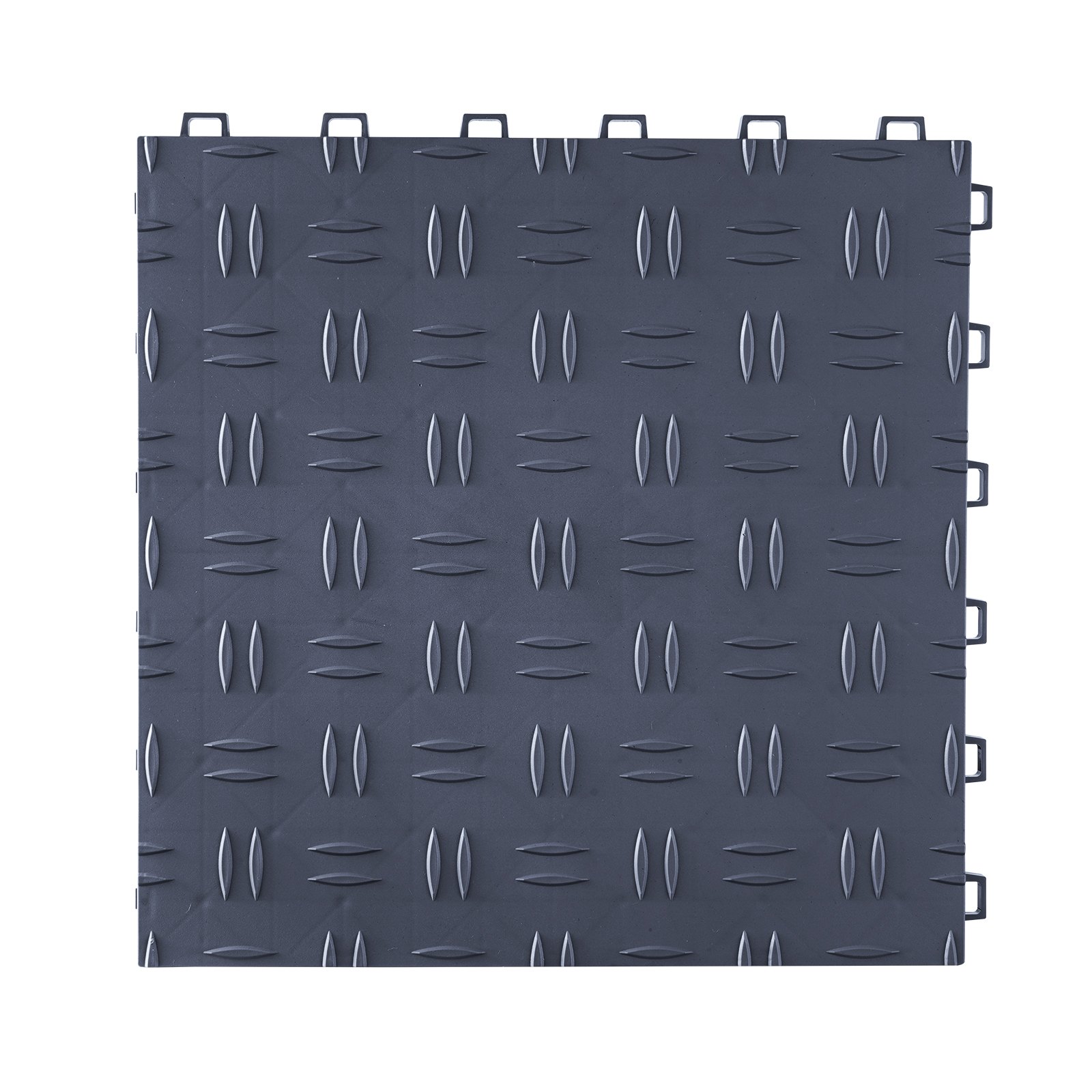 VEVOR garage tiles with interlocking design, textured surface, and dark gray color.