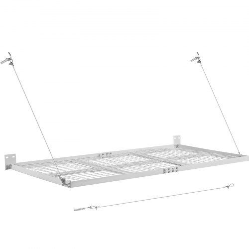 Estantes de almacenamiento Vevor para garaje, 500 libras, montaje en pared, estante de 2 x 4 pies, 4 cuerdas, color blanco