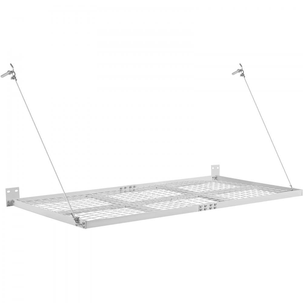 Vevor Storage Shelves Garage 500 Lbs Wall Mount 2' X 4' Shelf 4 Ropes White