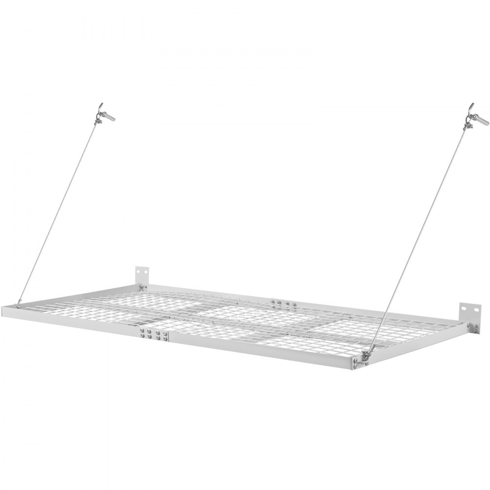 Vevor Storage Shelves Garage 500 Lbs Wall Mount 2' X 4' Shelf 4 Ropes White