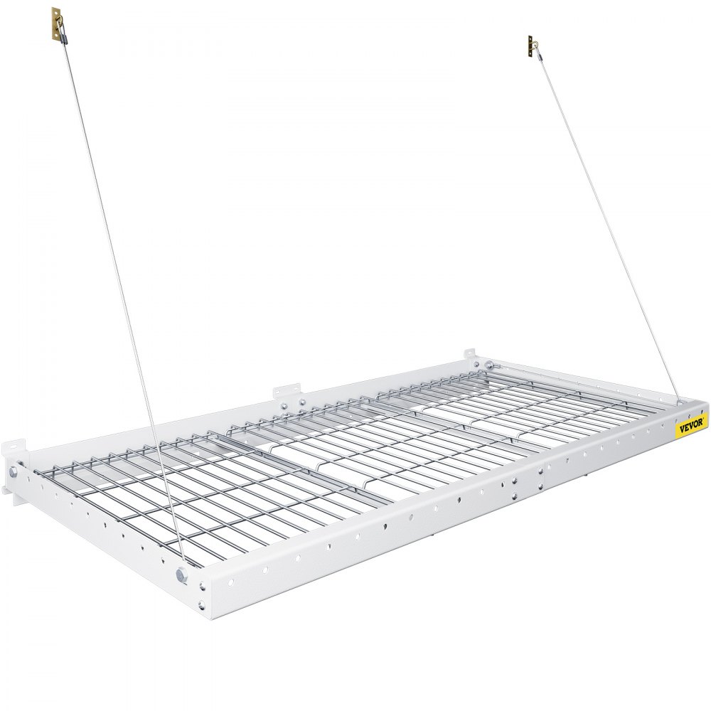 VEVOR - Estantería de pared para garaje de 2 x 4 pies, estantería de acero montada en la pared, estante de almacenamiento superior para garaje, estantes flotantes con capacidad de peso de 220 libras, estante de pared de acero resistente para garaje, color blanco