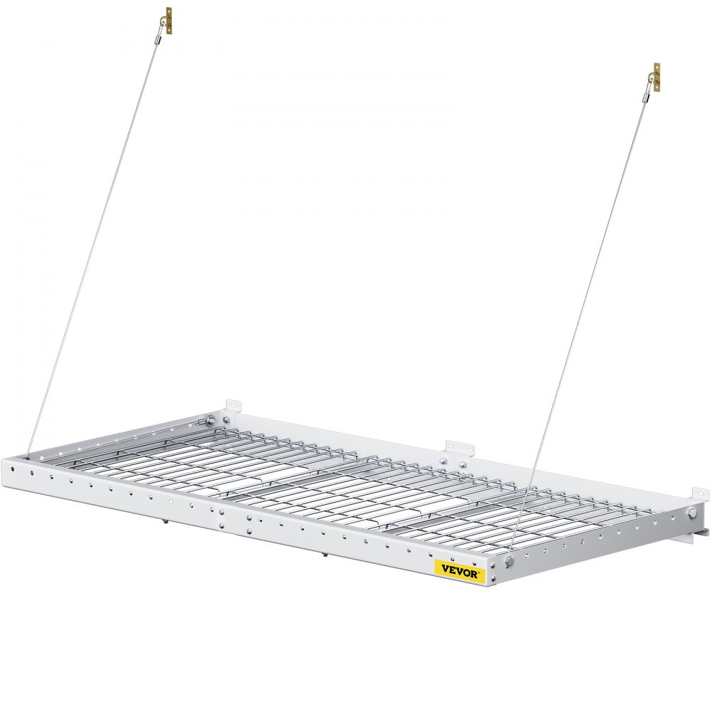 VEVOR - Estantería de pared para garaje de 2 x 4 pies, estantería de acero montada en la pared, estante de almacenamiento superior para garaje, estantes flotantes con capacidad de peso de 220 libras, estante de pared de acero resistente para garaje, color blanco