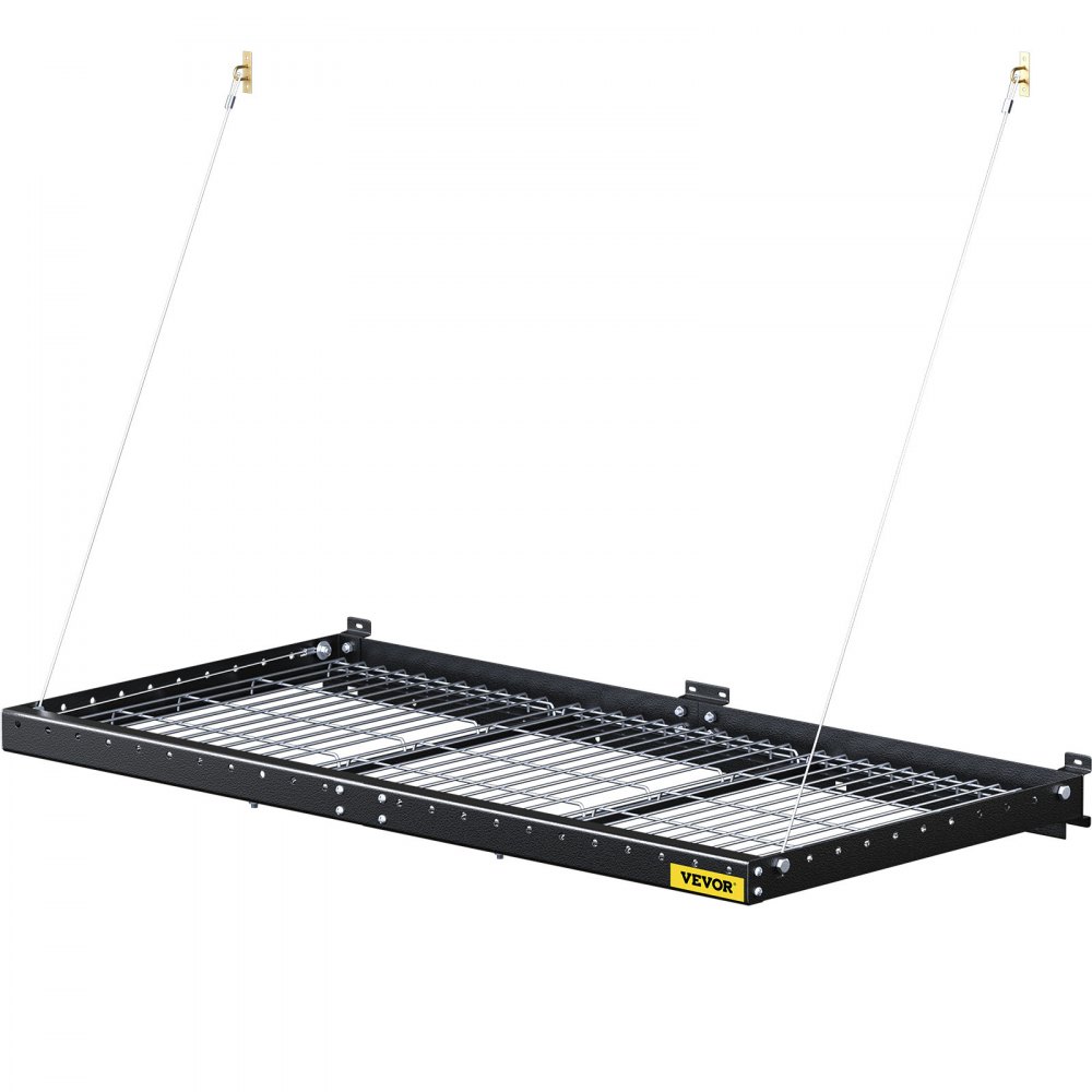 VEVOR Garage Wall Shelf 2 x 4 ft Garage Shelving Wall Mounted Steel Shelf, Garage Overheads Storage Rack, 500 LBS Weight Capacity Floating Shelves, Heavy Duty Steel wall shelf for Garage Black
