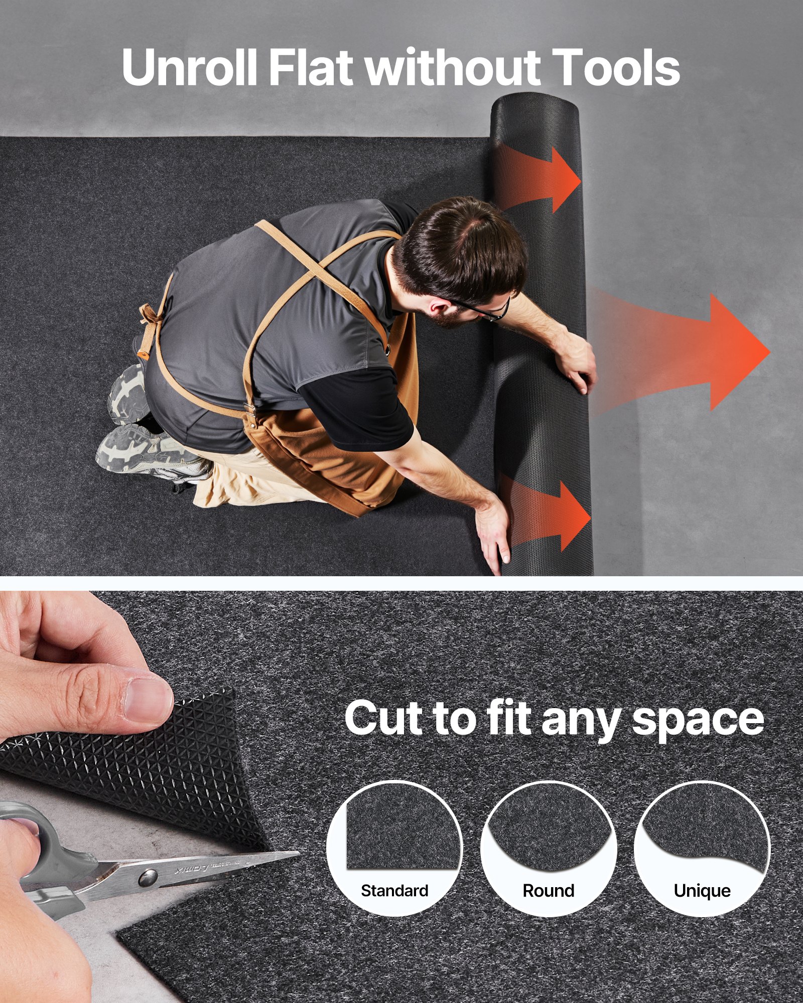 VEVOR Waterproof Garage Floor Mat for Under Car, 1.49x1.8M Compact Size Heavy Duty Containment Mat with Strong Grip, Protects Garage Floor from Water, Mud and Oil, For Garages,Greenhouses,Entrance