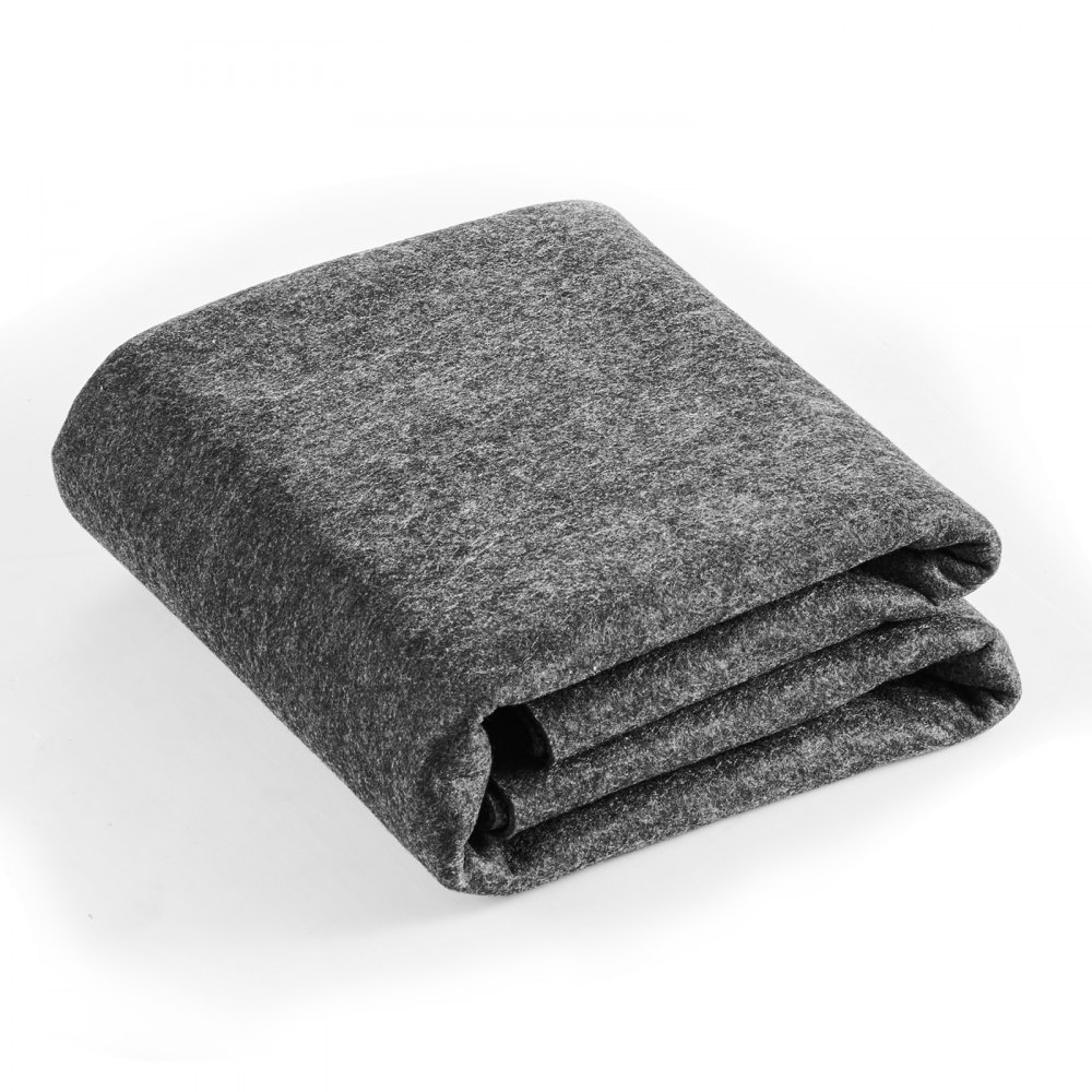 folded gray VEVOR garage floor mat on a white background.