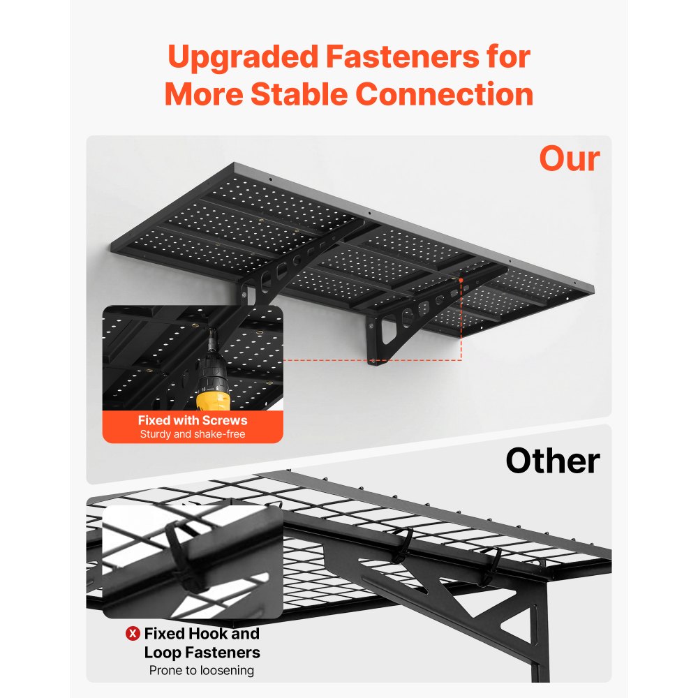 VEVOR 2-Tier Heavy Duty Wall Garage Shelving, 1.64 x 4 ft Steel Wall Mounted Shelving Unit, 19.68 x 48 Inch Per Shelf Floating Storage Metal Rack for Garage with 560 lbs Total Weight Capacity, Black