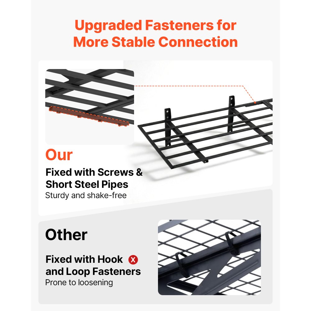 VEVOR 2-Tier Heavy Duty Wall Garage Shelving, 4 Pack 610 x 914 mm Steel Wall Mounted Shelving Unit, 610 x 1828 mm Per Shelf Floating Storage Metal Rack for Garage, 725 kg Total Weight Capacity, Black