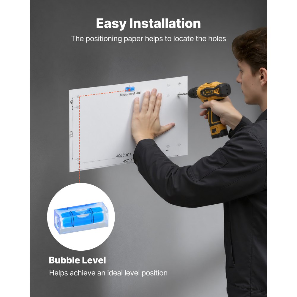 VEVOR 2-Tier Heavy Duty Wall Garage Shelving, 4 Pack 610 x 914 mm Steel Wall Mounted Shelving Unit, 610 x 1828 mm Per Shelf Floating Storage Metal Rack for Garage, 725 kg Total Weight Capacity, Black