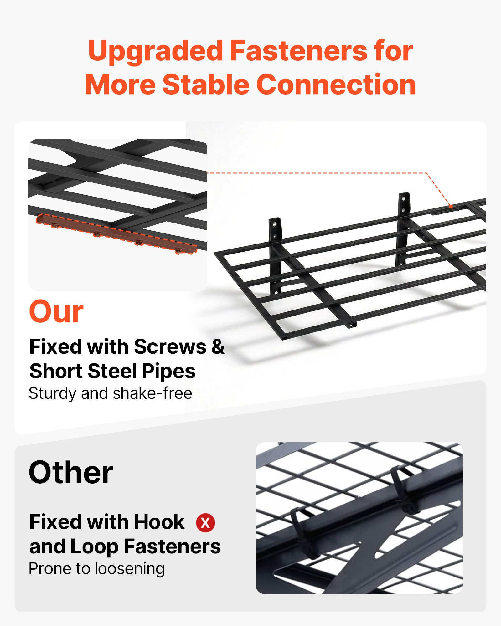 VEVOR 2-Tier Heavy Duty Wall Garage Shelving, 4 Pack 610 x 914 mm Steel Wall Mounted Shelving Unit, 610 x 1828 mm Per Shelf Floating Storage Metal Rack for Garage, 725 kg Total Weight Capacity, Black