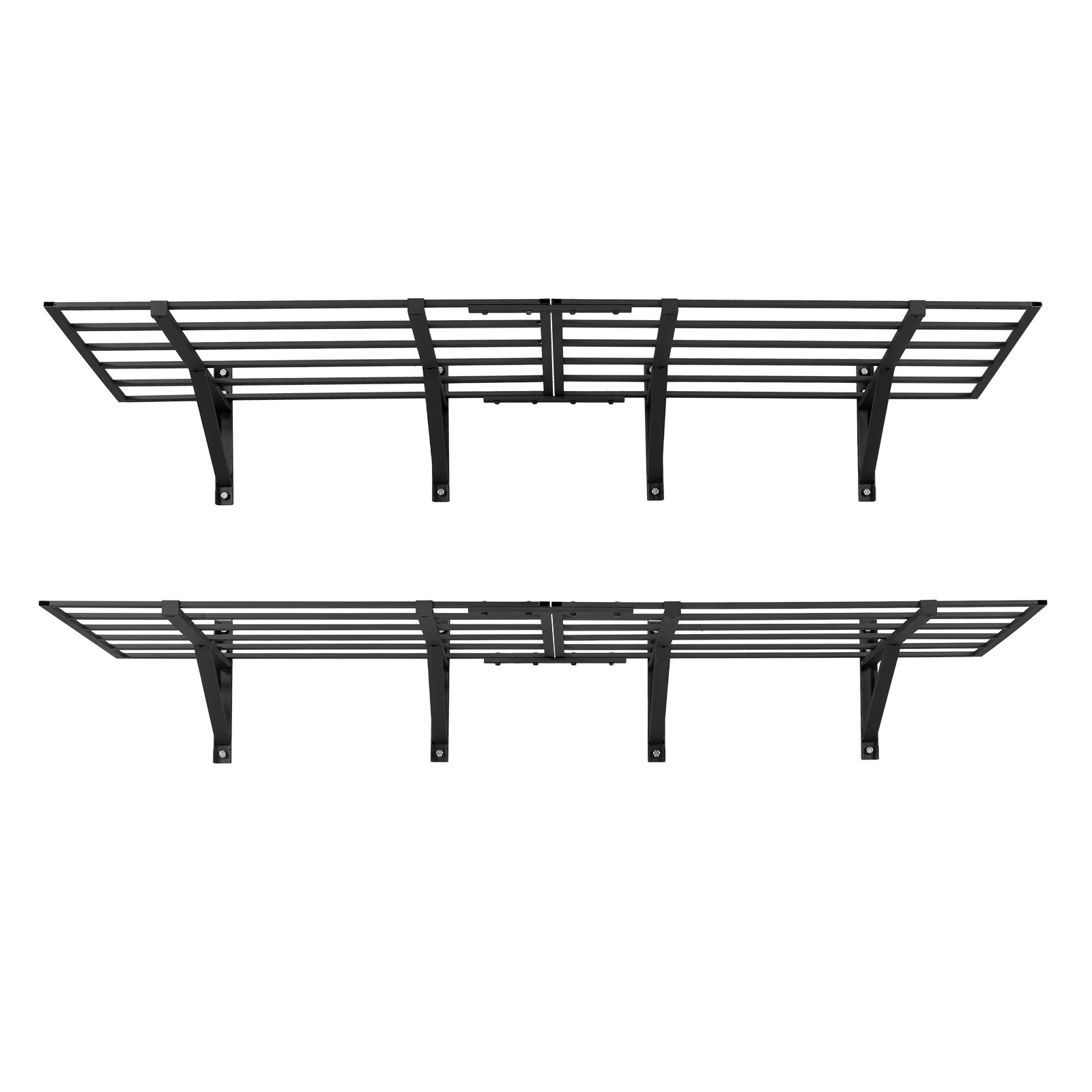 VEVOR 2-Tier Heavy Duty Wall Garage Shelving, 4 Pack 610 x 914 mm Steel Wall Mounted Shelving Unit, 610 x 1828 mm Per Shelf Floating Storage Metal Rack for Garage, 725 kg Total Weight Capacity, Black