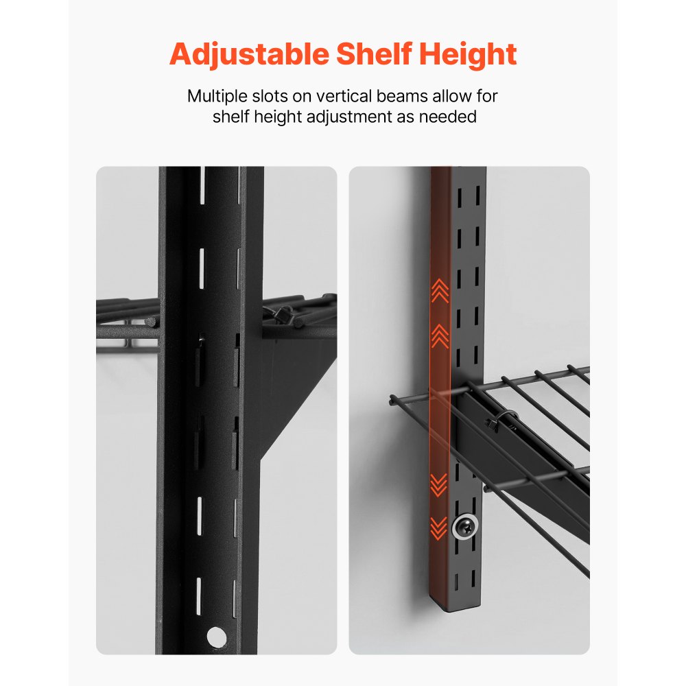 VEVOR 3-Tier Heavy Duty Wall Garage Shelving, 0.9 x 3 ft Steel Wall Mounted Shelving Unit, 11 x 36 Inch Per Shelf Floating Storage Metal Rack for Garage with 450 lbs Total Weight Capacity, Black