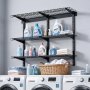 VEVOR 3-Tier Heavy Duty Wall Garage Shelving, 275 x 914 mm Steel Wall Mounted Shelving Unit, 275 x 914 mm Per Shelf Floating Storage Metal Rack for Garage with 204 kg Total Weight Capacity, Black