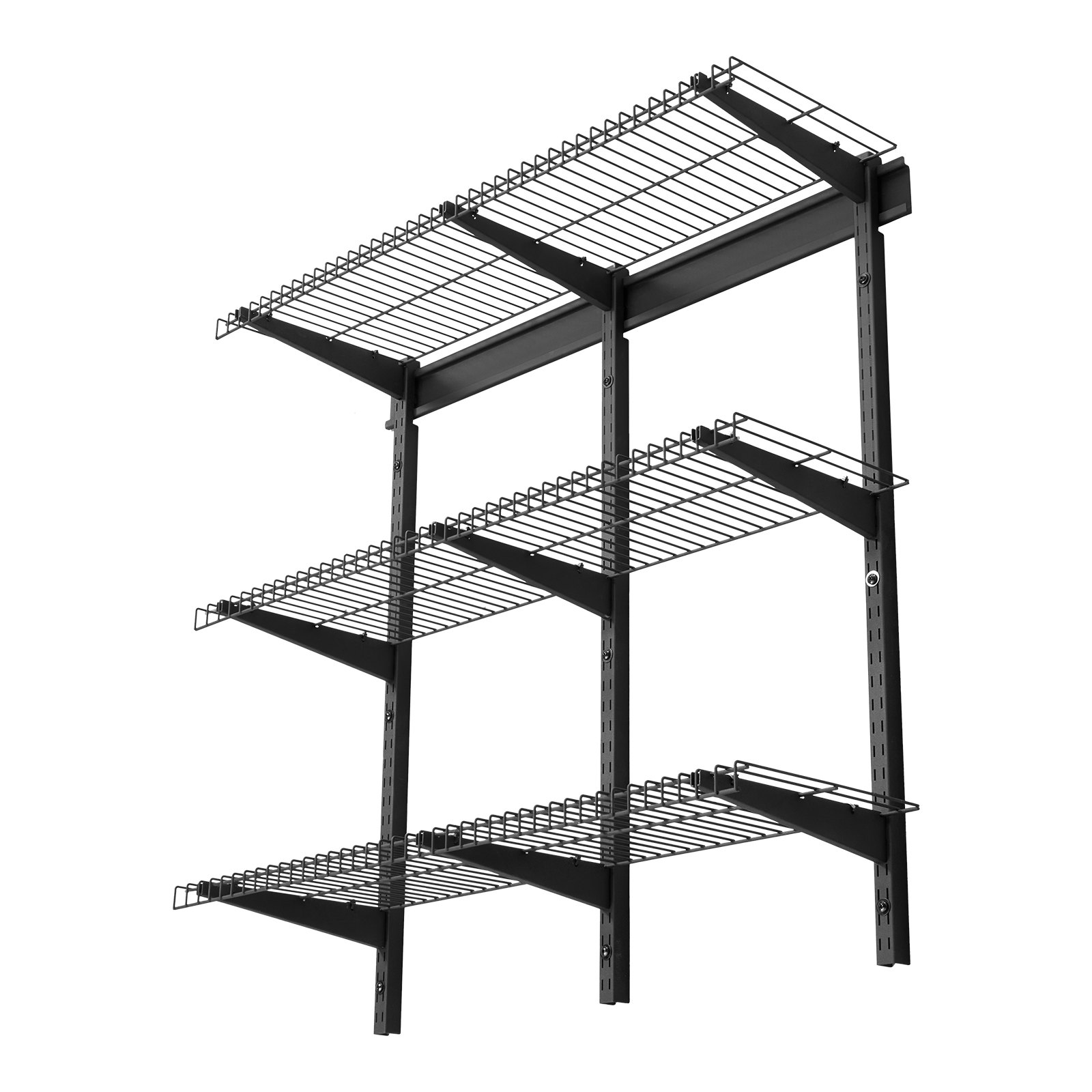 VEVOR 3-Tier Heavy Duty Wall Garage Shelving, 0.9 x 3 ft Steel Wall Mounted Shelving Unit, 11 x 36 Inch Per Shelf Floating Storage Metal Rack for Garage with 450 lbs Total Weight Capacity, Black