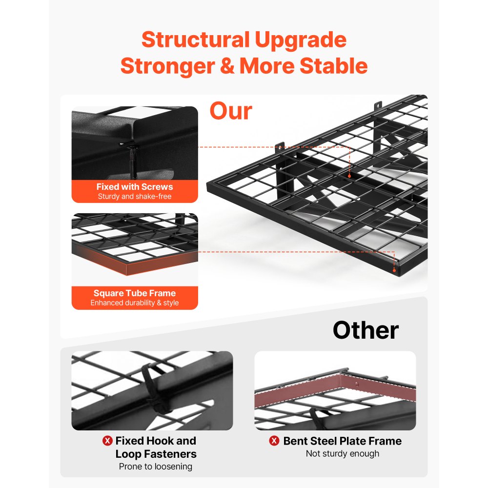 VEVOR 2-Tier Heavy Duty Wall Garage Shelving, 610 x 914 mm Steel Wall Mounted Shelving Unit with Hooks, 610 x 914 mm Per Shelf Floating Storage Metal Rack for Garage, 227 kg Total Weight Capacity