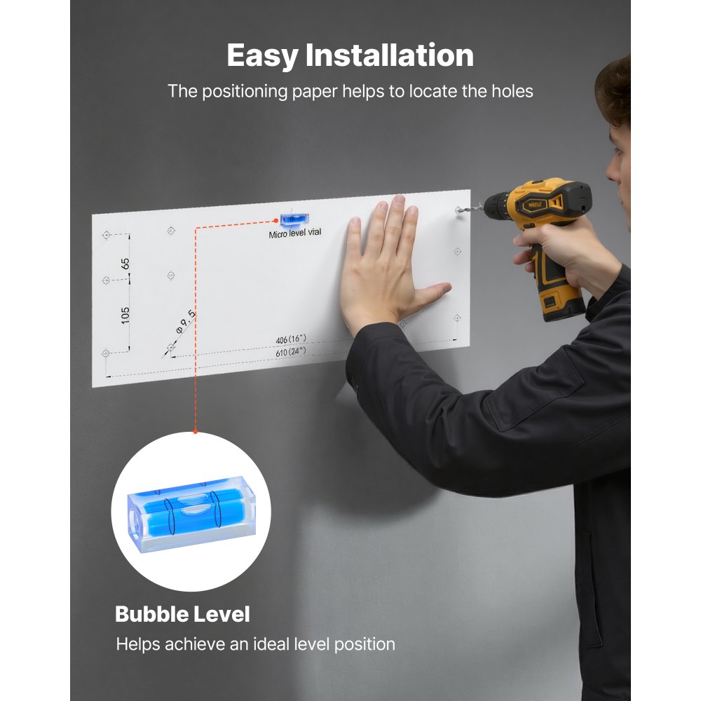 VEVOR 2-Tier Heavy Duty Wall Garage Shelving, 610 x 914 mm Steel Wall Mounted Shelving Unit with Hooks, 610 x 914 mm Per Shelf Floating Storage Metal Rack for Garage, 227 kg Total Weight Capacity