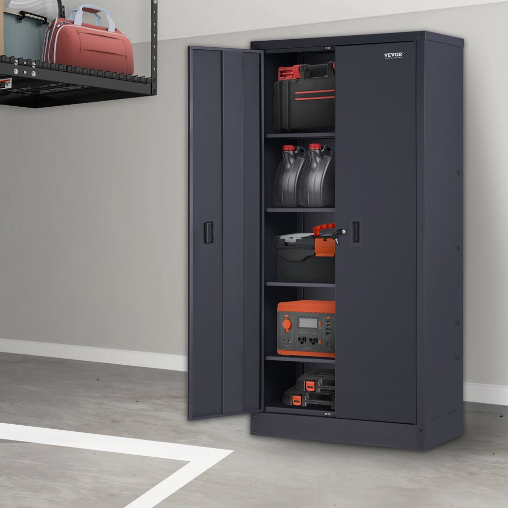 VEVOR Metal Storage Cabinet w/ 4 Adjustable Shelves & Lockable 200lbs per Shelf